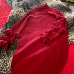 Michael Kors- midi - long sleeve dress-red wool